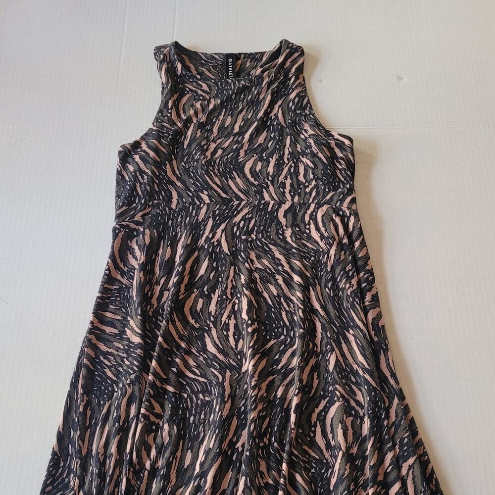 Athleta Abstract Print Sleeveless Dress Fit Flare Athleisure Animal Print Medium